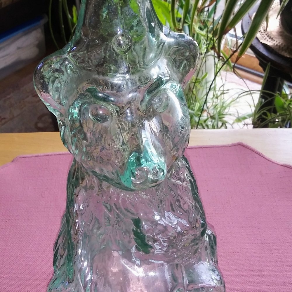 Vintage Figural Green Glass Bottle